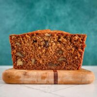 A sliced loaf of one-egg banana bread