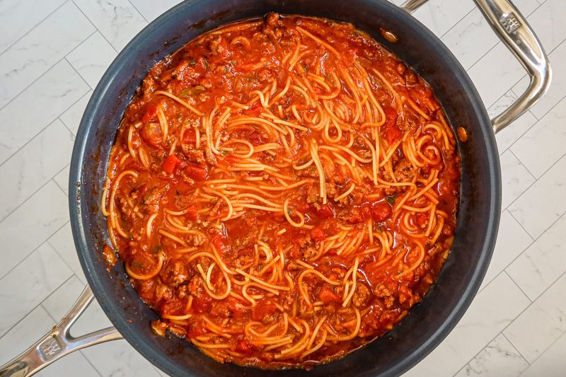 Cook until the spaghetti is al-dente.