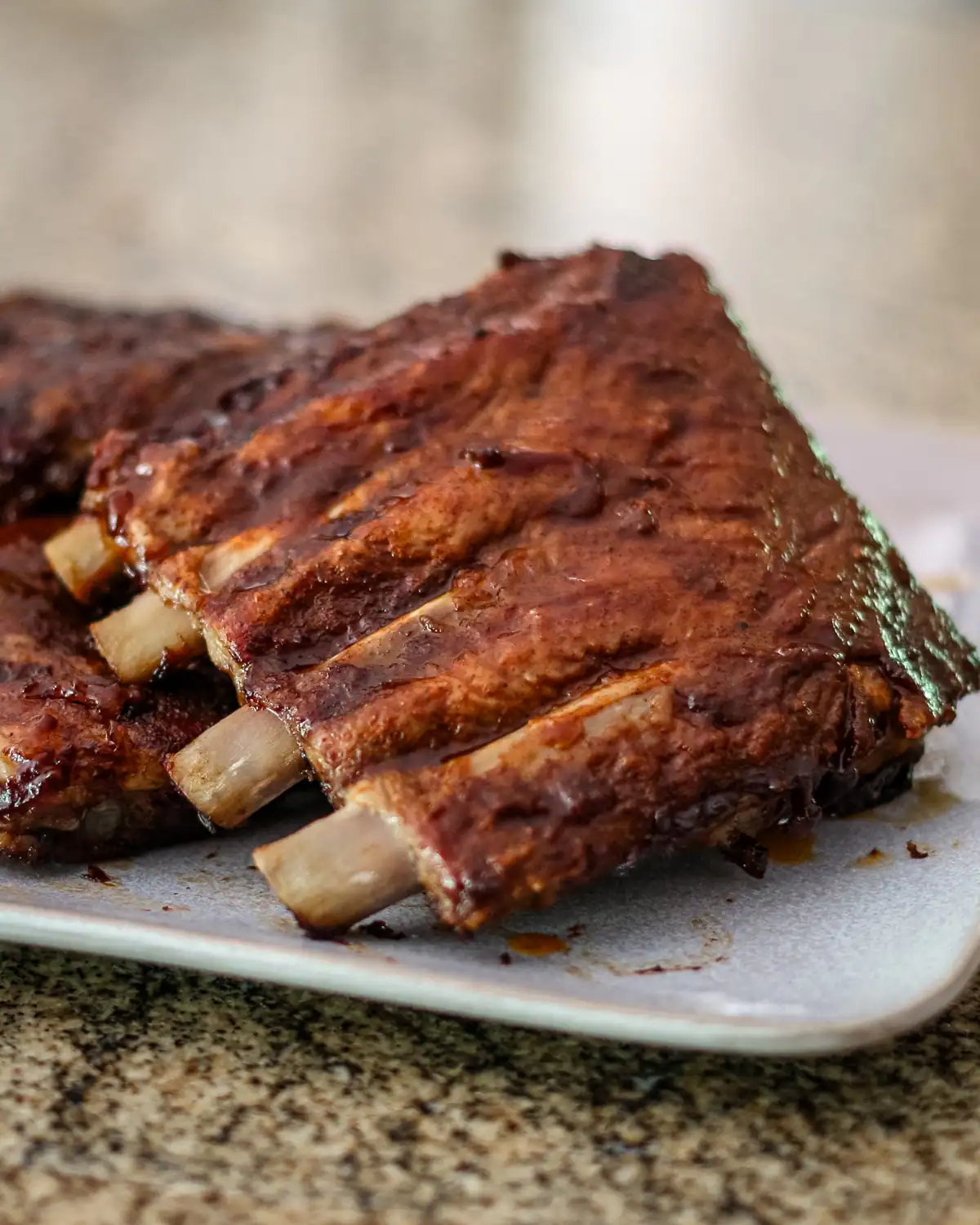Smoked beef ribs with a rich, smoky glaze.
