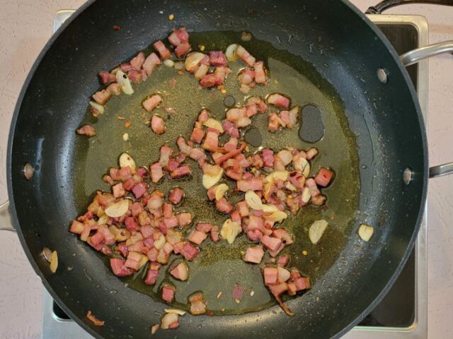 browning the pancetta