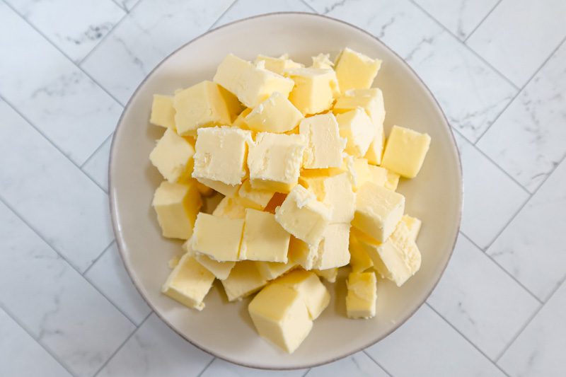 diced butter, chilled for the all butter pie crust/pastry.