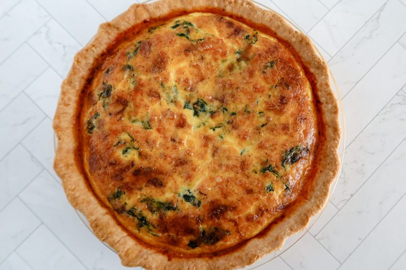 A quiche made with Pâte Brisée, a French all butter pie crust
