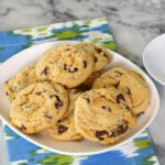 A plate of peanut butter chocolate chip cookies