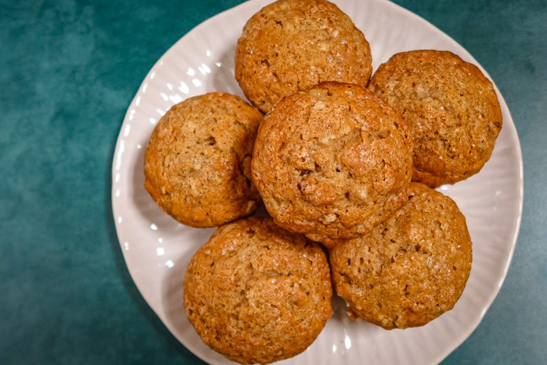 A plate of moist pear muffins