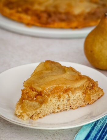 pear or peach upside-down cake