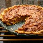A Karo pecan pie in the pie dish, baked to perfection.