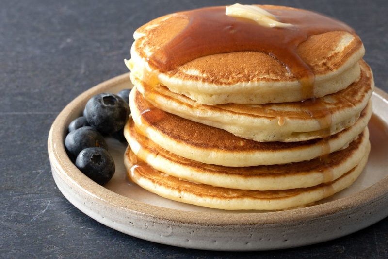 a stack of perfect, fluffy pancakes