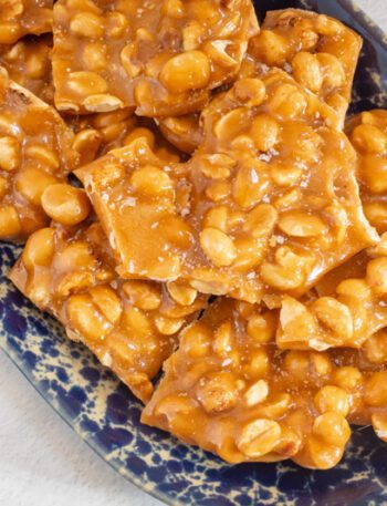 freshly made homemade peanut brittle