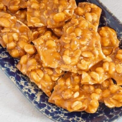 freshly made homemade peanut brittle