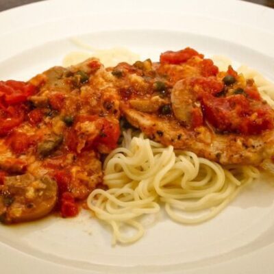 pork cutlets on angel hair pasta