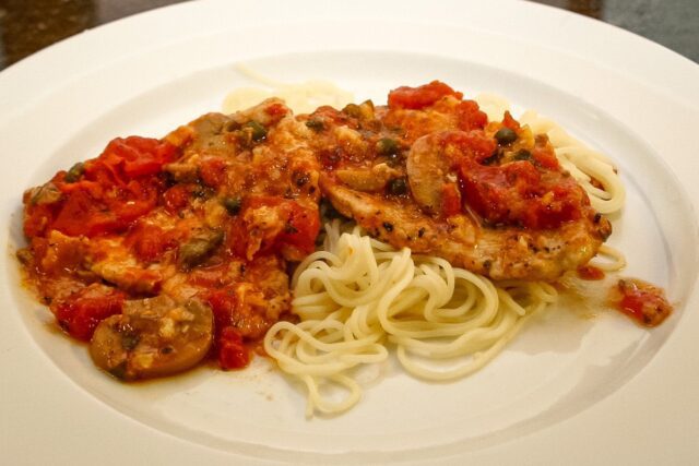 pork cutlets on angel hair pasta