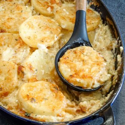 Closeup of potato gratin.