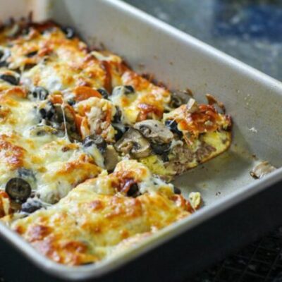 easy pour pizza in the baking pan