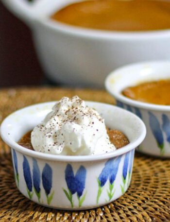 a small dish with pumpkin pudding