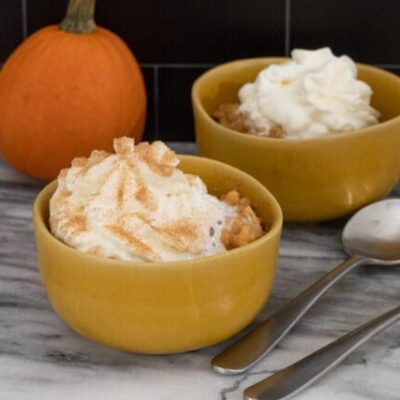 pumpkin rice pudding in dessert dishes