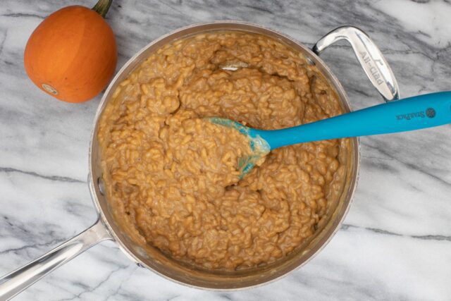 pumpkin rice pudding prep.