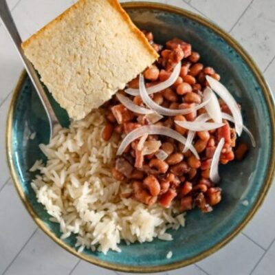 quick black eyed peas with ham