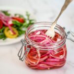 a jar of quick pickled onions