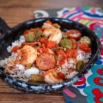 creole style shrimp and sausage on rice