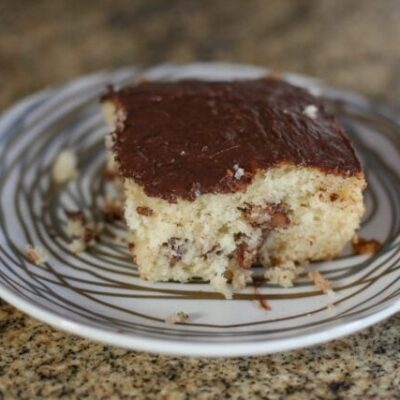 A quick vanilla cake on a plate, perfect for snacking!