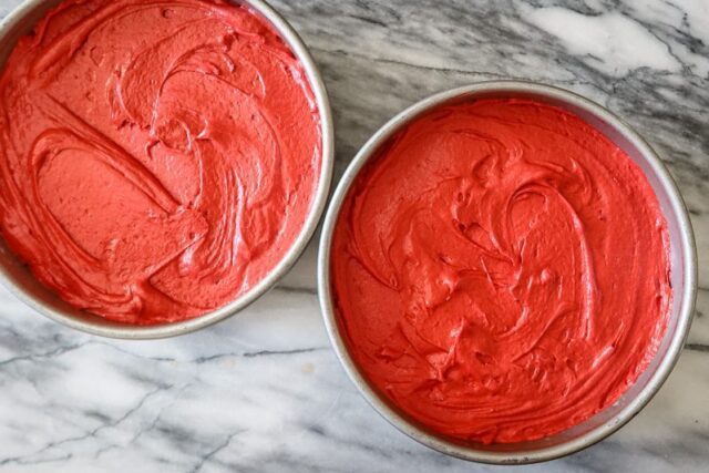 red velvet cake prep