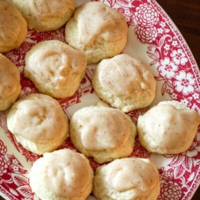 iced ricotta cookies on a decorative platter