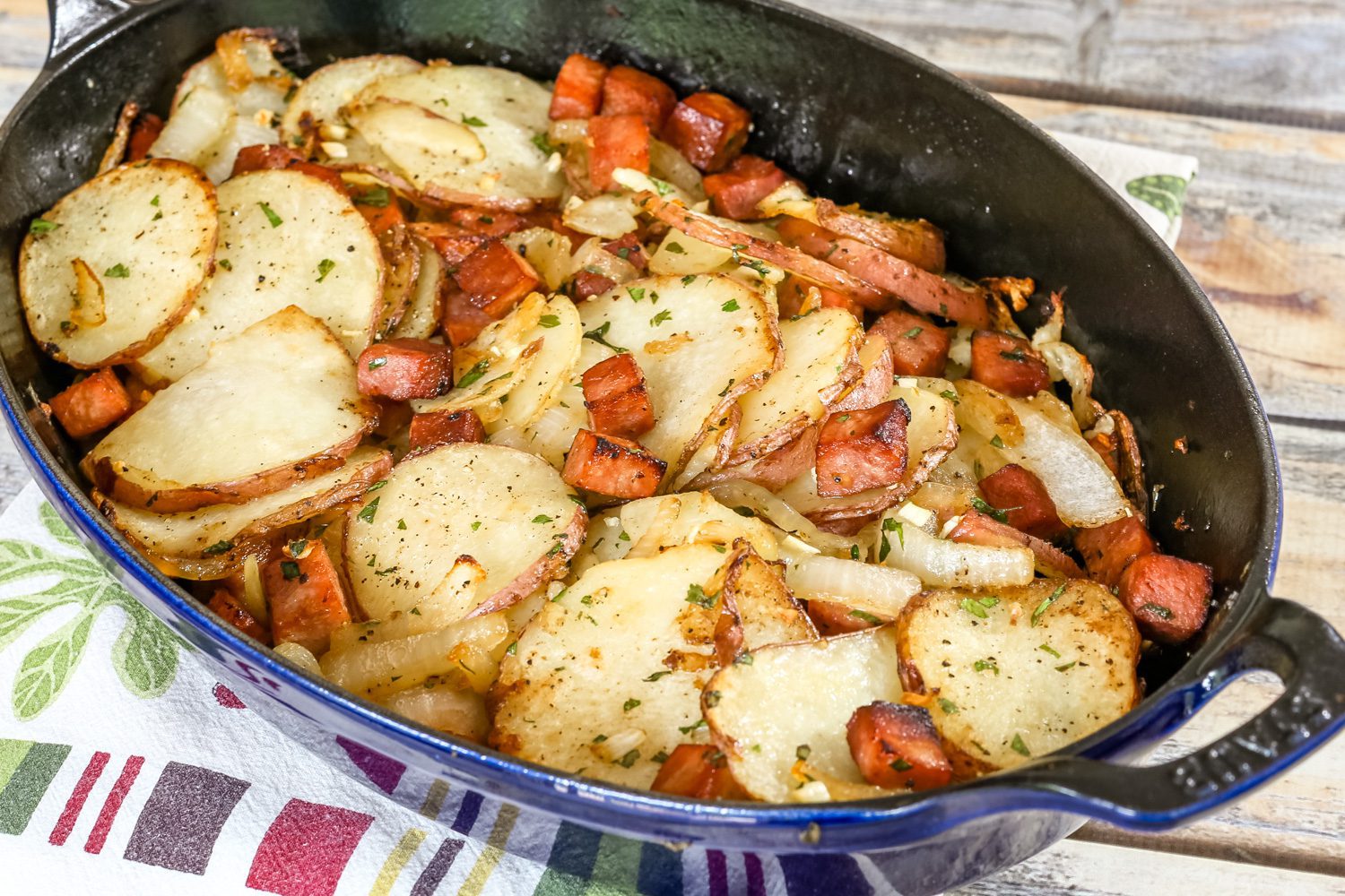 roasted potatoes with ham