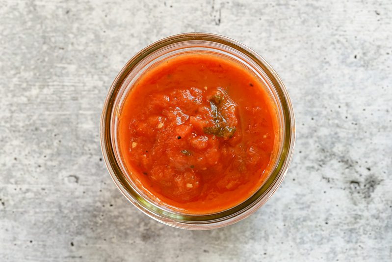 roasted tomato sauce in a small bowl