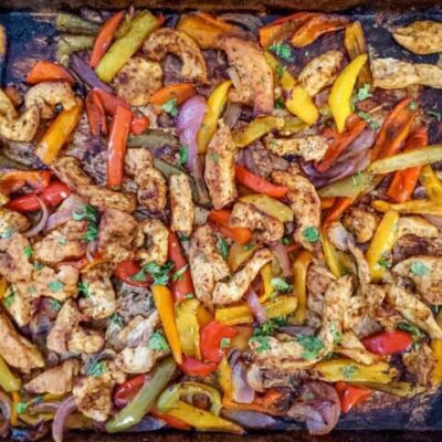 sheet pan fajitas, ready to serve
