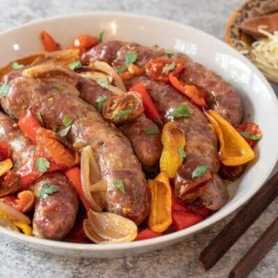 sheet pan sausages and peppers