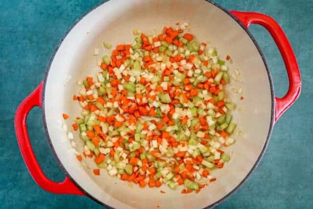 cooking vegetables for short rib bolognese