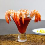 classic shrimp cocktail in a modern martini glass