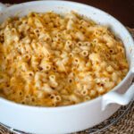 A baking dish with simple macaroni and cheese - only 4 ingredients!
