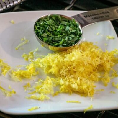 lemon zest and tarragon on a plate