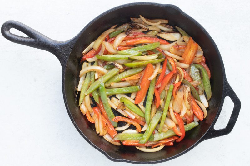 Sautéed peppers in the skillet