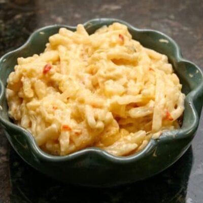 slow cooker hash brown casserole in a bowl