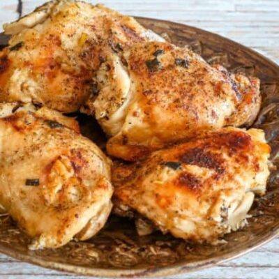 slow cooker chicken thighs on a plate