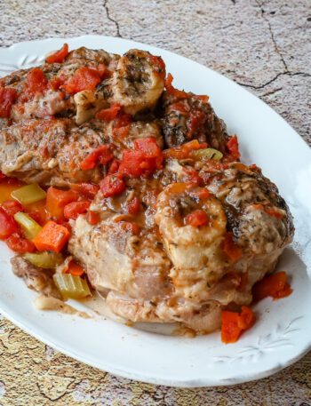 slow cooker osso buco on a platter