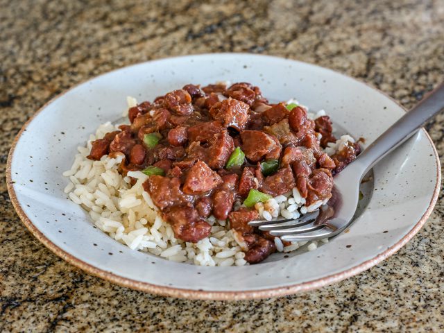 A plate of red beans and rice.