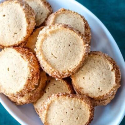 cinnamon sable cookies on a serving plate