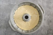 lemon cake batter in pan
