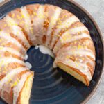 sour cream lemon cake, overhead, glazed