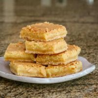 a stack of southern chess squares on a plate