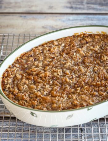 sweet potato casserole in a baking dish