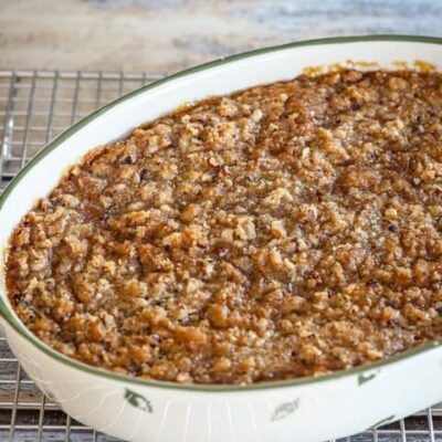 sweet potato casserole in a baking dish