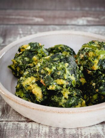 spinach balls appetizer in a bowl