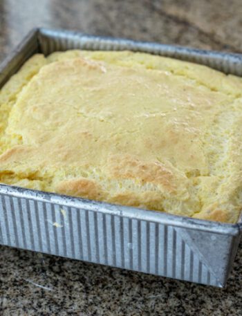 a pan of freshly baked southern spoonbread