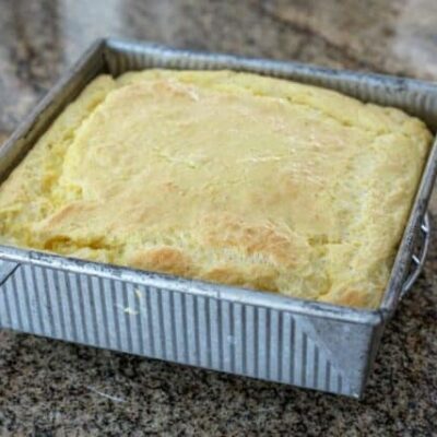 a pan of freshly baked southern spoonbread