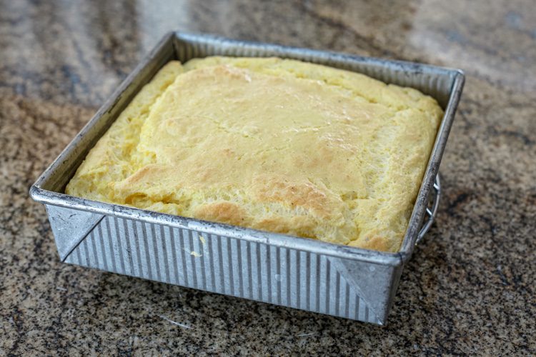 a pan of freshly baked southern spoonbread