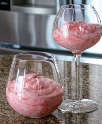 strawberry fool dessert in wine glasses